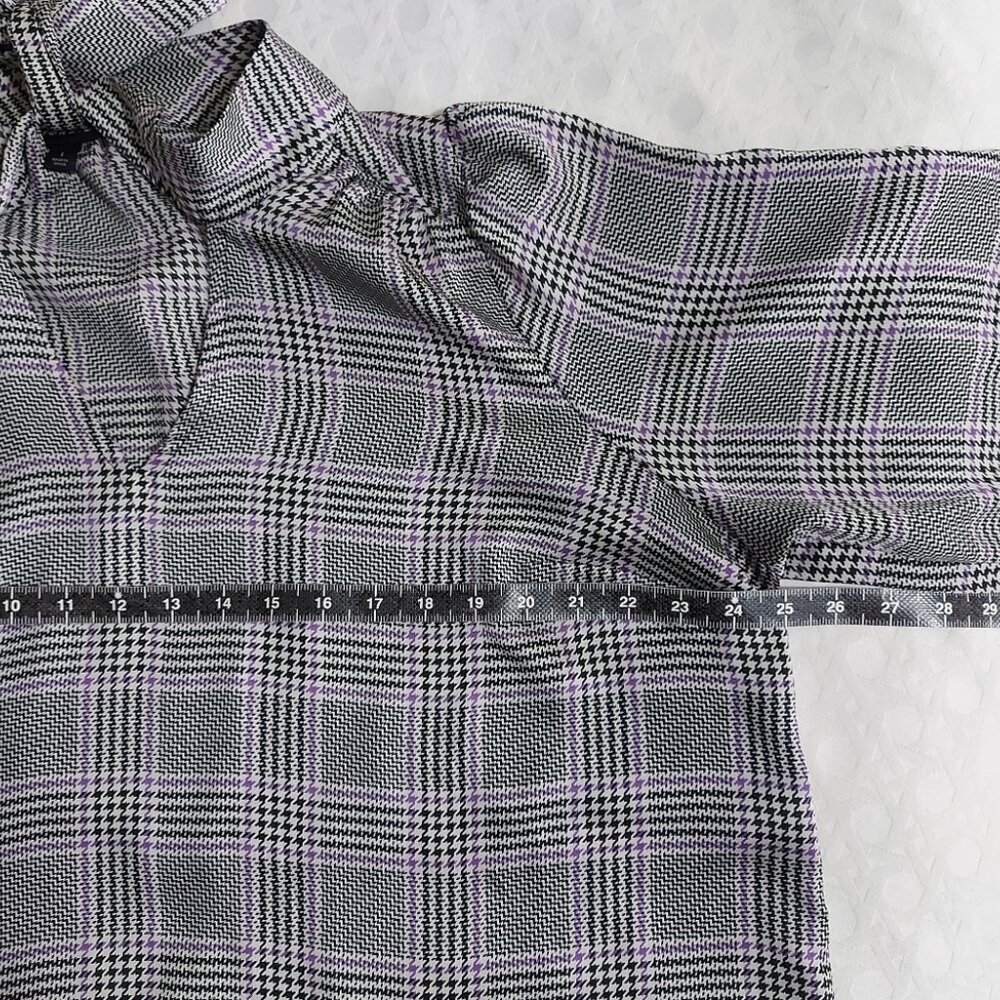 Torrid Plaid Studio Bubble Satin Bow-Tie Blouse Plus Size 1X Chic Career Casual - Picture 6 of 7
